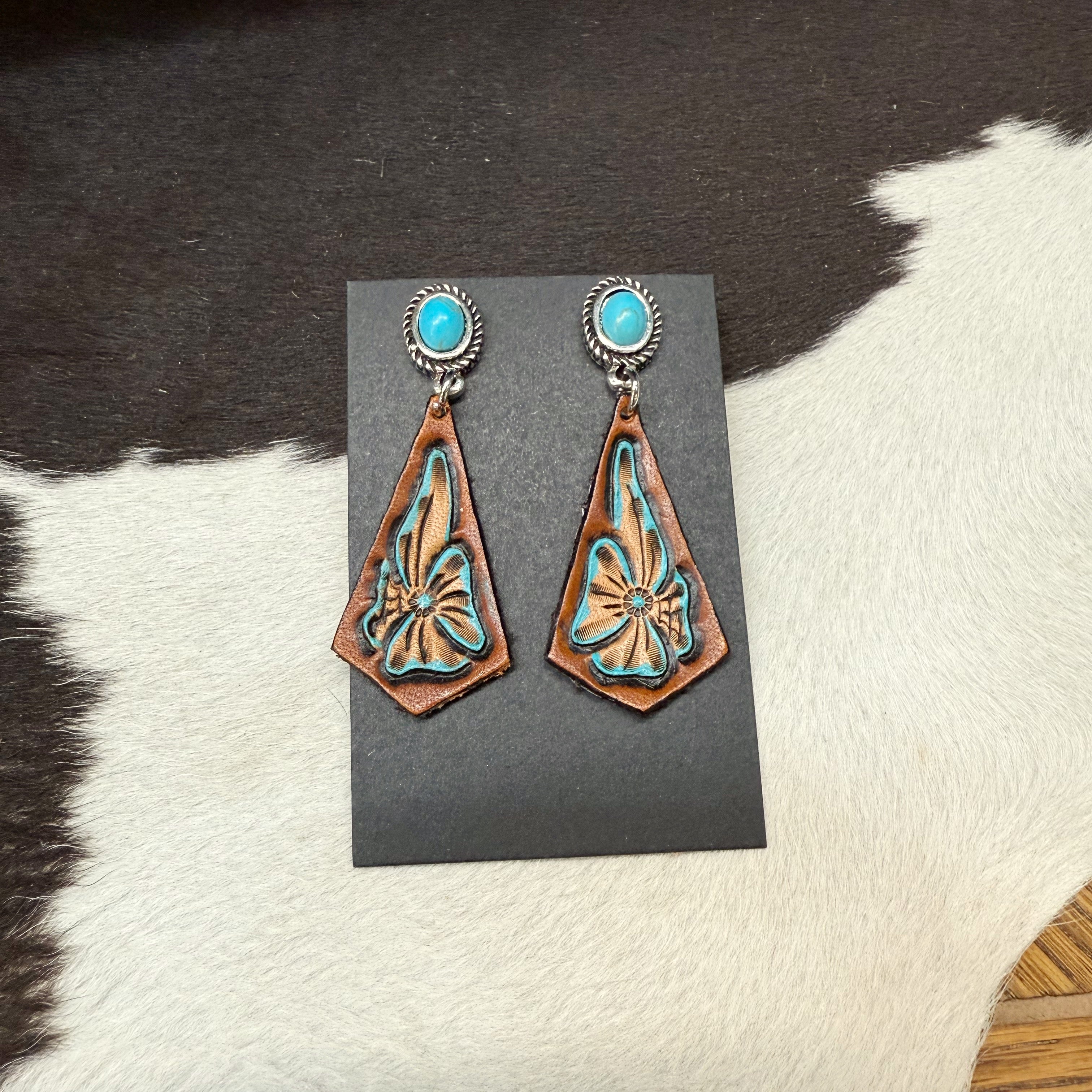 Turquoise Stud with Flowers