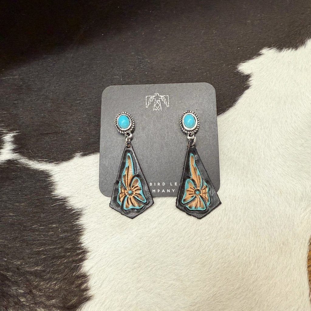 Turquoise Stud with Flowers