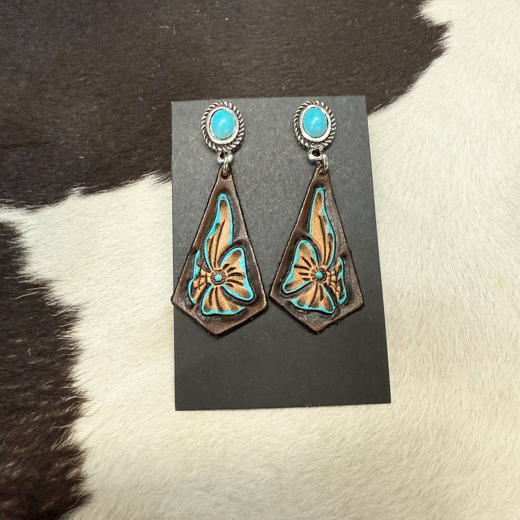 Turquoise Stud with Flowers