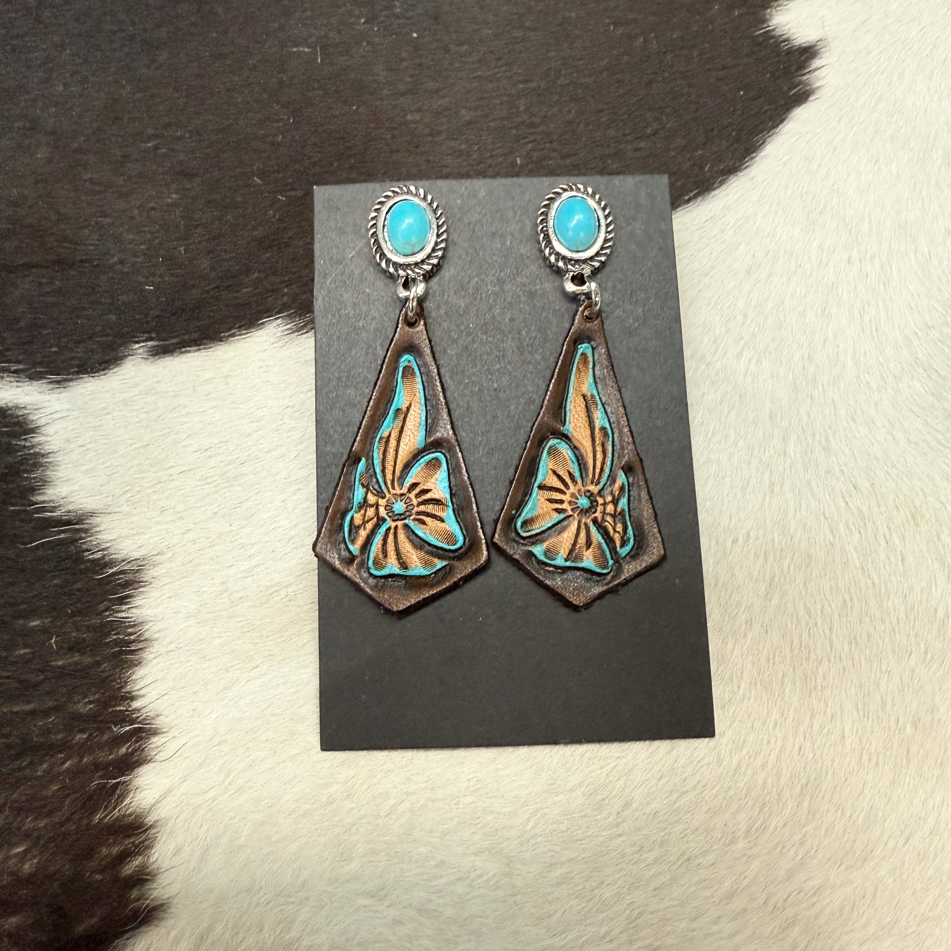 Turquoise Stud with Flowers