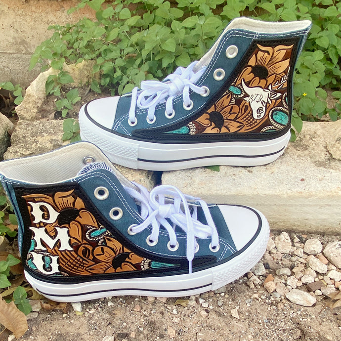 Leather tooled outlet converse