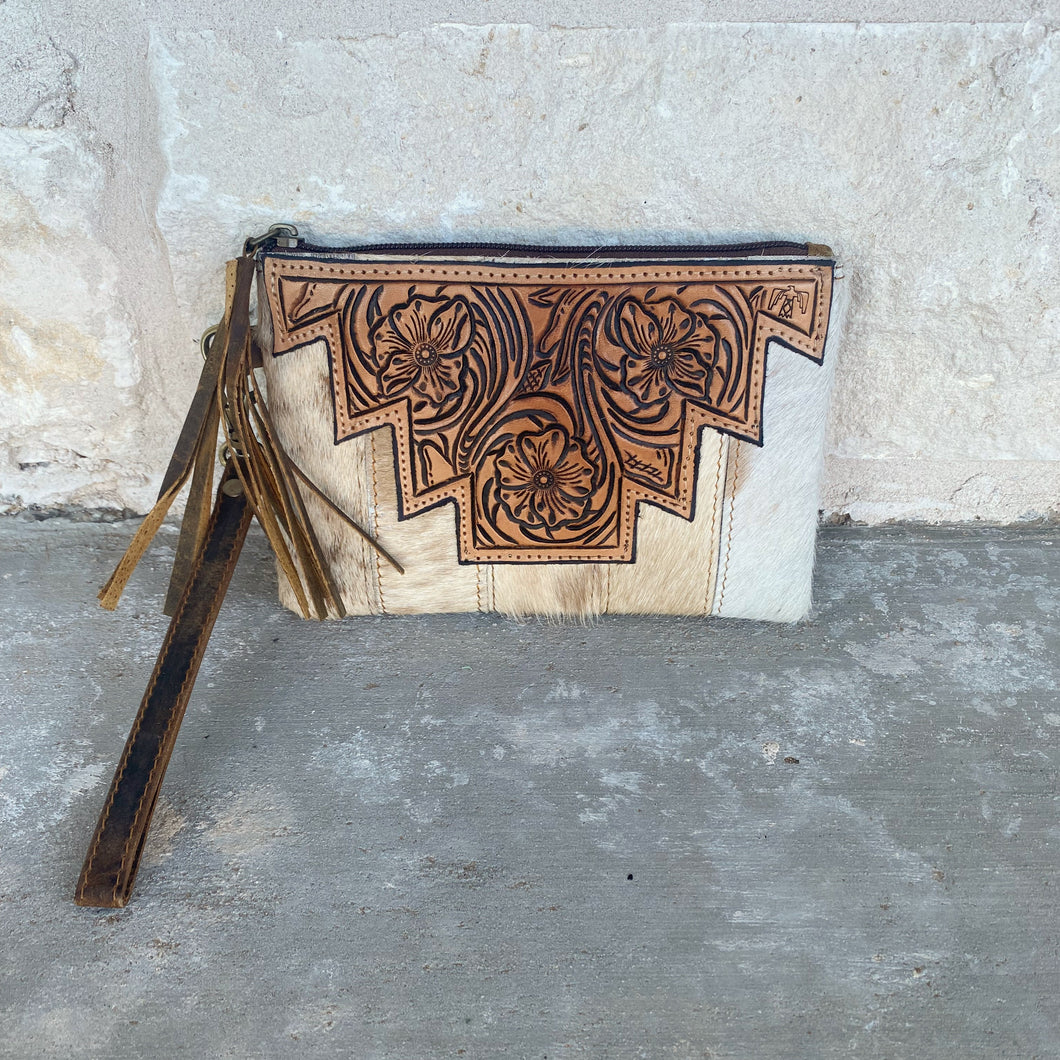 Cowhide Wristlet Purse