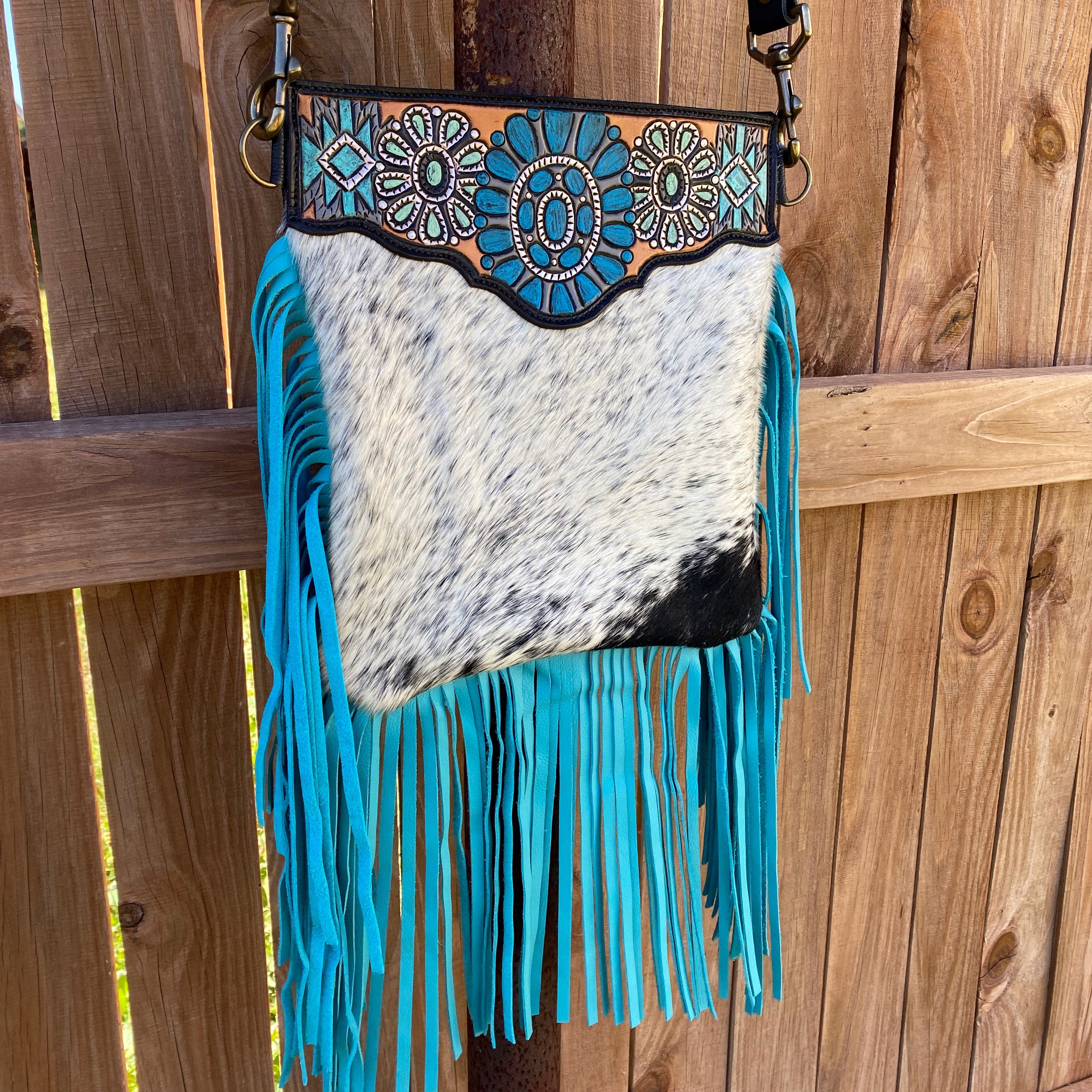 Custom Cowhide Fringe Purse